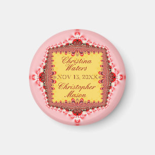 Pink Red Lace Wedding Date Aankondiging Magnet