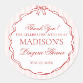 Pink & Red Lingerie Shower Panty Party Favors Ronde Sticker (Voorkant)