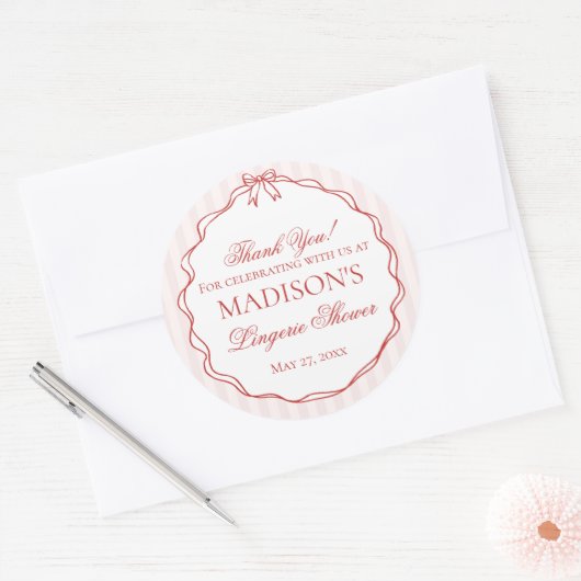 Pink & Red Lingerie Shower Panty Party Favors Ronde Sticker (Envelop)