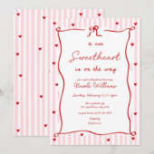 Pink Red Little Sweetheart Baby Shower Invitation Kaart (Voorkant / Achterkant)