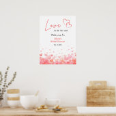 Pink Red Love is in the Air Bridal Shower Welcome Poster (Keuken)