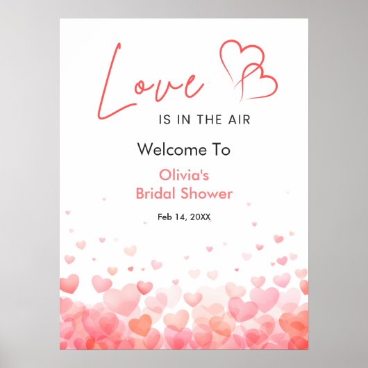 Pink Red Love is in the Air Bridal Shower Welcome Poster (Voorkant)
