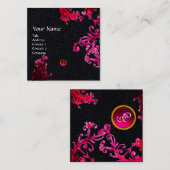 PINK RED MAGIC BERRIES GEMSTONE MONOGRAM Black Vierkante Visitekaartje (Voorkant / Achterkant)