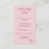 Pink Red Modern Mix and Match Wedding RSVP Card Visitekaartje (Voorkant)