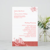 Pink Red Monotone Floral Wedding Programme (Staand voorkant)