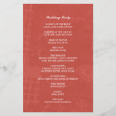 Pink Red Monotone Floral Wedding Programme (Achterkant)