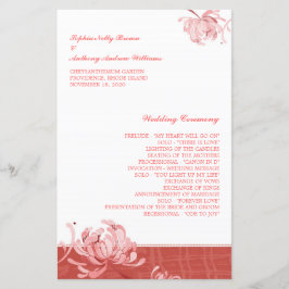 Pink Red Monotone Floral Wedding Programme