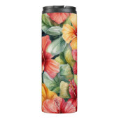 PINK RED ORANJE WATERVERF TROPICAL HIBISCUS THERMOSBEKER (Achterkant)