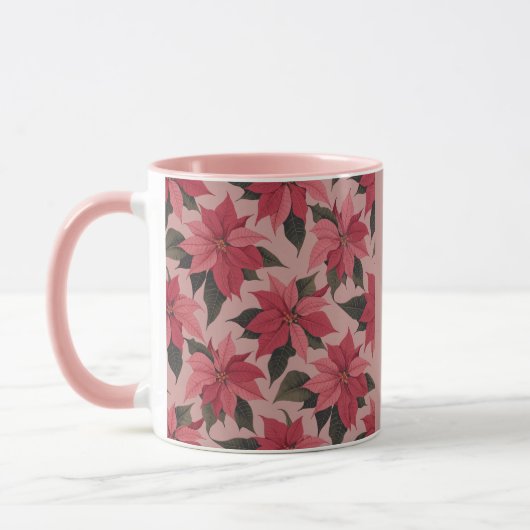 Pink Red Poinsettias Combo Mug Mok (Links)