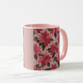Pink Red Poinsettias Combo Mug Mok (Voorkant rechts)