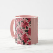 Pink Red Poinsettias Combo Mug Mok (Voorkant links)