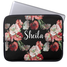 Pink & Red Poppies Pattern Aangepast Laptop Sleeve