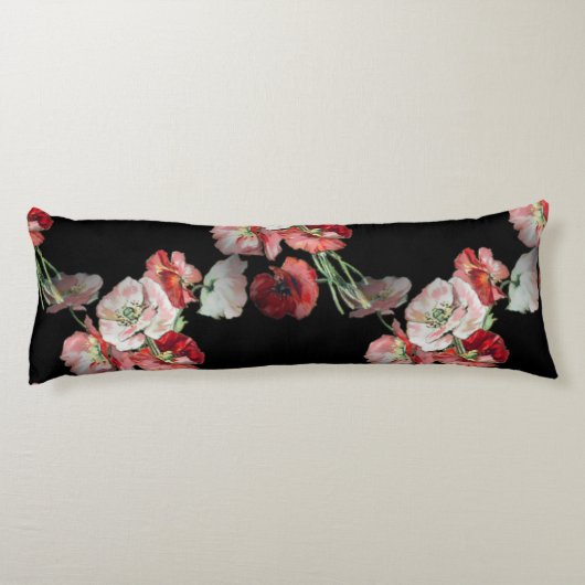 Pink & Red Poppies Pattern Aangepast Lichaamskussen (Achterkant)