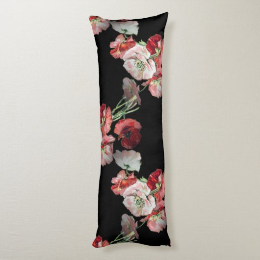 Pink & Red Poppies Pattern Aangepast Lichaamskussen (Achterkant (Verticaal))