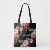 Pink & Red Poppies Pattern Aangepast Tote Bag (Voorkant)