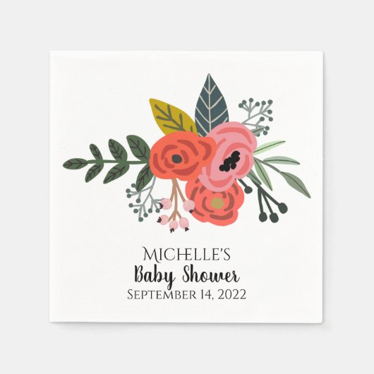 Pink red ranunculus bouquet zomerkamer servet (Voorkant)