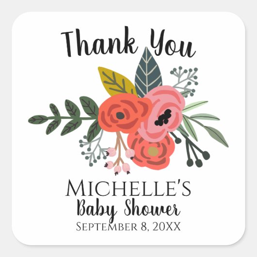 Pink red ranunculus bouquet zomerkamer vierkante sticker (Voorkant)