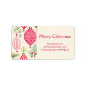 Pink Red Retro Ornaments Christmas Label (Voorkant)