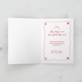 Pink Red Retro Wavy Scribble Child Photo Valentine Feestdagen Kaart (Binnen)