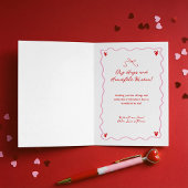 Pink Red Retro Wavy Scribble Child Photo Valentine Feestdagen Kaart