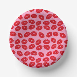 Pink Red Romantic Love Kisses Party Paper Plates Papieren Kommen
