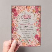 Pink & Red Romantic Rose Spring Floral Wedding Acryl Uitnodigingen (Insitu (Draagbaar))