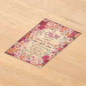 Pink & Red Romantic Rose Spring Floral Wedding Acryl Uitnodigingen (Laagn)