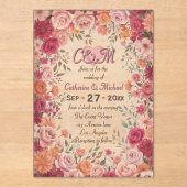 Pink & Red Romantic Rose Spring Floral Wedding Acryl Uitnodigingen (Voorkant)