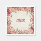 Pink & Red Romantic Rose Spring Floral Wedding Servet (Voorkant)