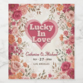 Pink & Red Romantic Rose Spring Floral Wedding Wijn Etiket (Enkel label)