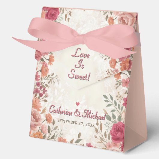 Pink & Red Romantic Rose Spring Wedding  Bedankdoosjes (Voorkant)