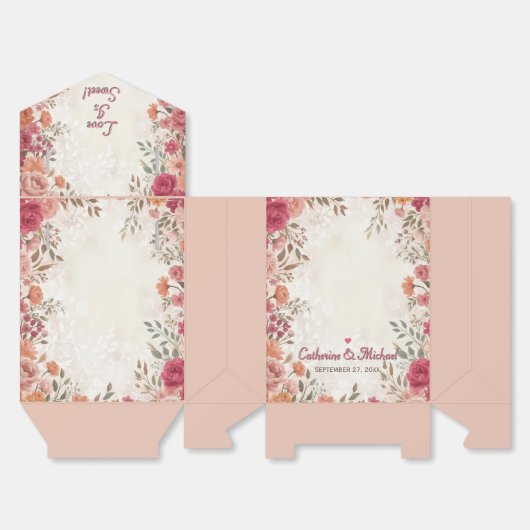 Pink & Red Romantic Rose Spring Wedding  Bedankdoosjes (Ongevouwen)