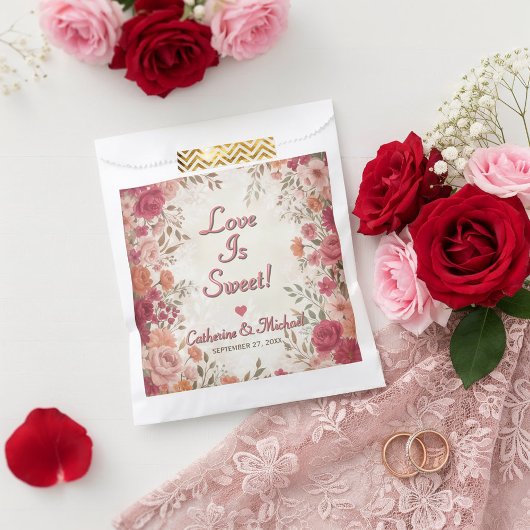 Pink & Red Romantic Rose Spring Wedding  Bedankzakje