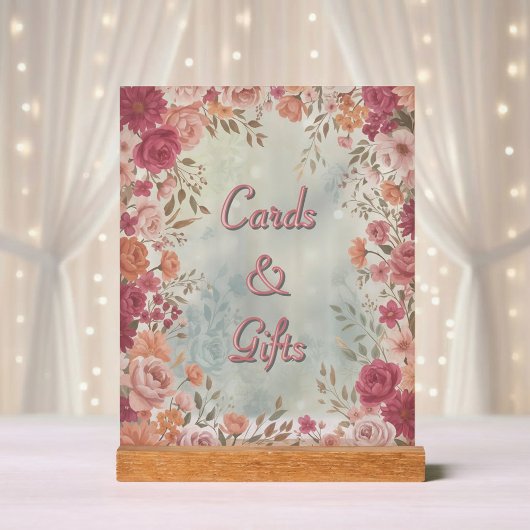 Pink & Red Romantic Spring Floral Wedding Acryl Bord