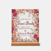 Pink & Red Romantic Spring Wedding Guestbook Acryl Bord (Voorkant)