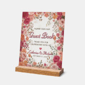 Pink & Red Romantic Spring Wedding Guestbook Acryl Bord (Hoek)