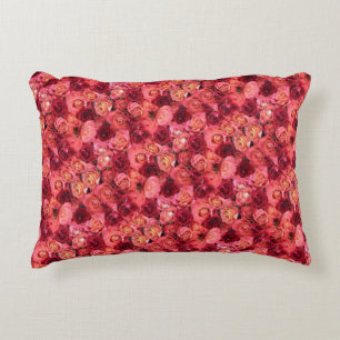 PINK RED ROSE FIELD ACCENT KUSSEN