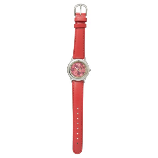 PINK RED ROSE FIELD HORLOGE (Vlak)