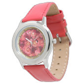 PINK RED ROSE FIELD HORLOGE (Gekanteld)