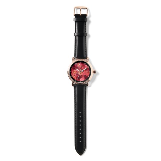 PINK RED ROSE FIELD HORLOGE (Bandje)