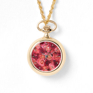 PINK RED ROSE FIELD HORLOGE
