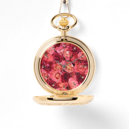 PINK RED ROSE FIELD HORLOGE (Voorkant)