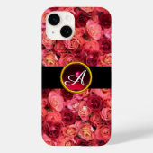 PINK RED ROSE FIELD, RED RUBY GEMSTONE MONOGRAM Case-Mate iPhone CASE (Achterkant)