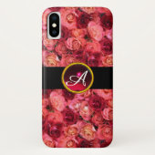PINK RED ROSE FIELD, RED RUBY GEMSTONE MONOGRAM Case-Mate iPhone CASE (Achterkant)