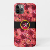 PINK RED ROSE FIELD, RED RUBY GEMSTONE MONOGRAM Case-Mate iPhone CASE (Achterkant)