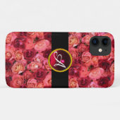 PINK RED ROSE FIELD, RED RUBY GEMSTONE MONOGRAM Case-Mate iPhone CASE (Achterkant (horizontaal))