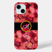 PINK RED ROSE FIELD, RED RUBY GEMSTONE MONOGRAM Case-Mate iPhone CASE (Achterkant)