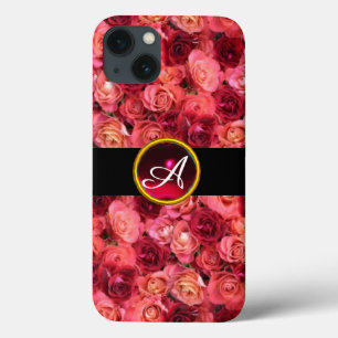 PINK RED ROSE FIELD, RED RUBY GEMSTONE MONOGRAM Case-Mate iPhone CASE