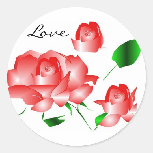 "Pink Red Rose I Love" Sticker (Voorkant)