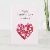 Pink Red Rose Petals Heart Valentine's Day Kaart (Voorkant)